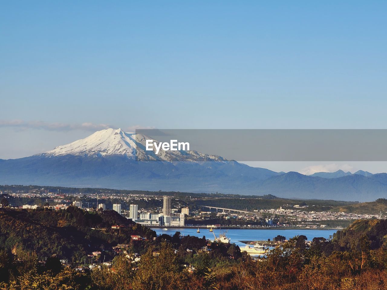 Scenic view of lake by mountains against sky