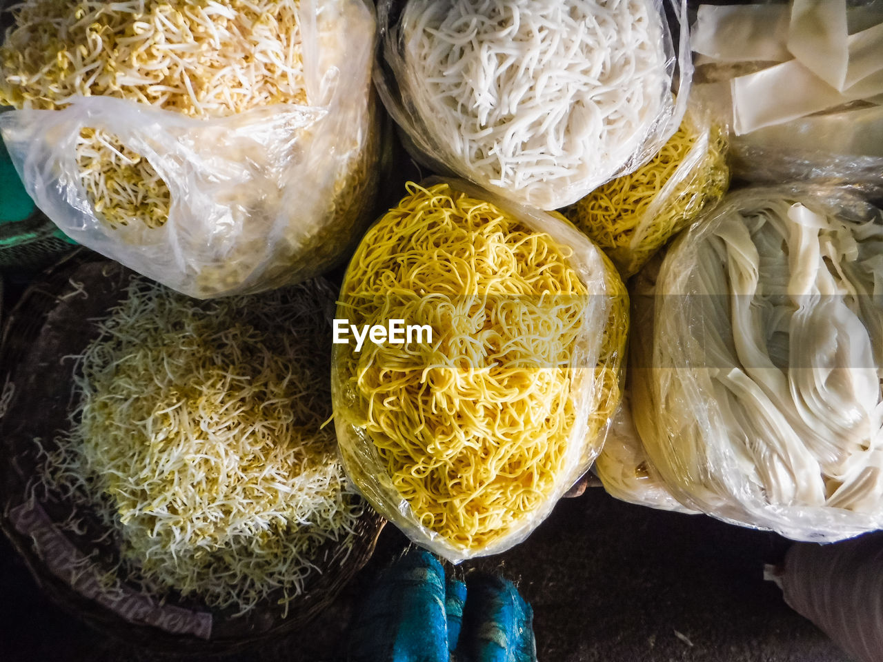 HIGH ANGLE VIEW OF SPICES FOR SALE AT MARKET