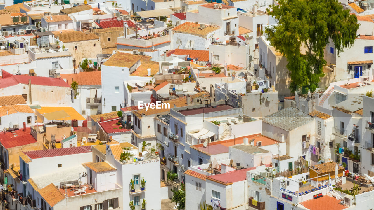 High angle view of town