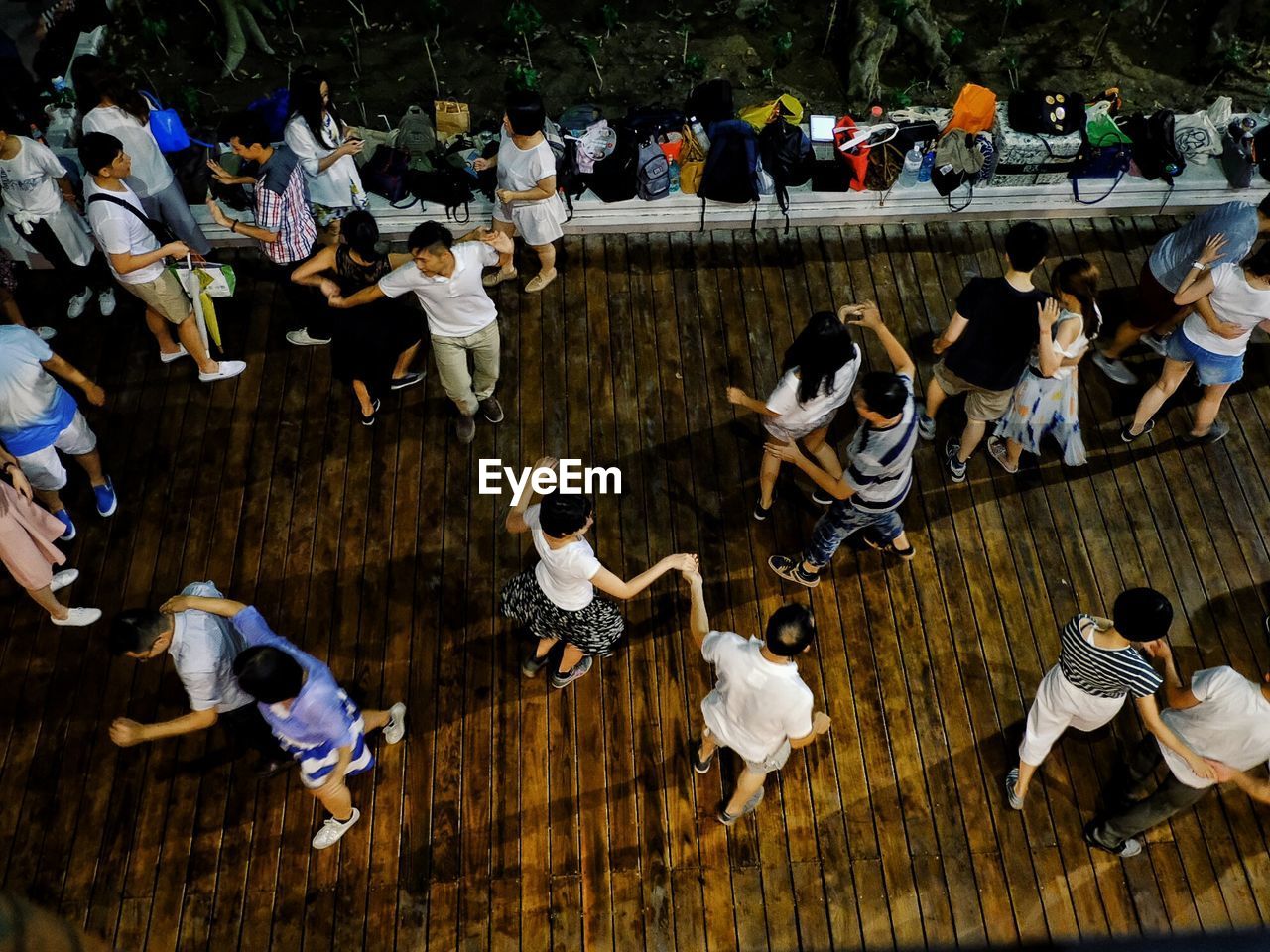 High angle view of dancing people