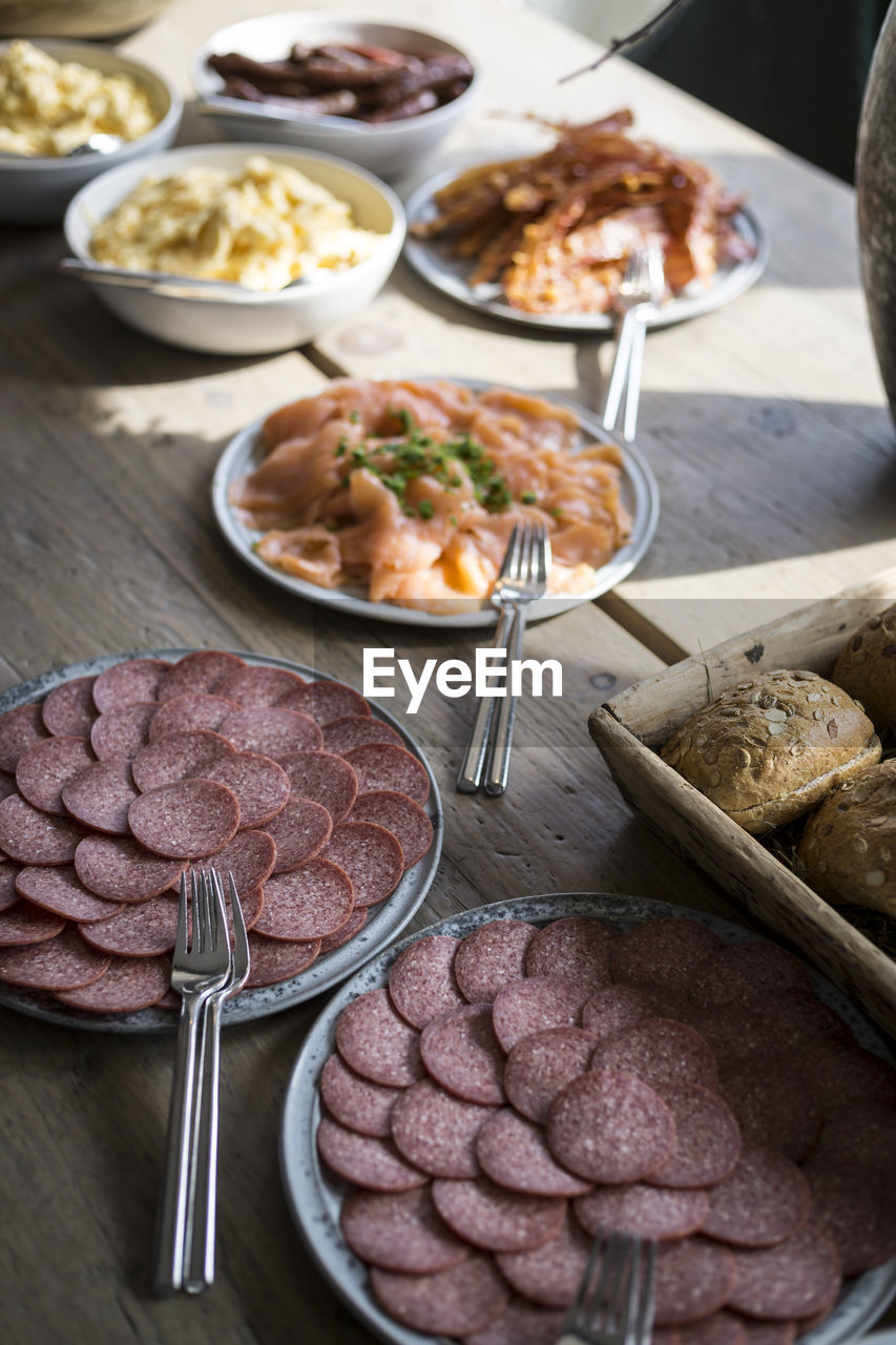 Close-up of food in plate on table