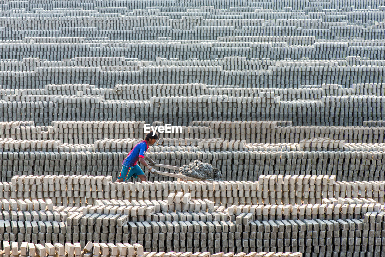 Worker working at brick factory