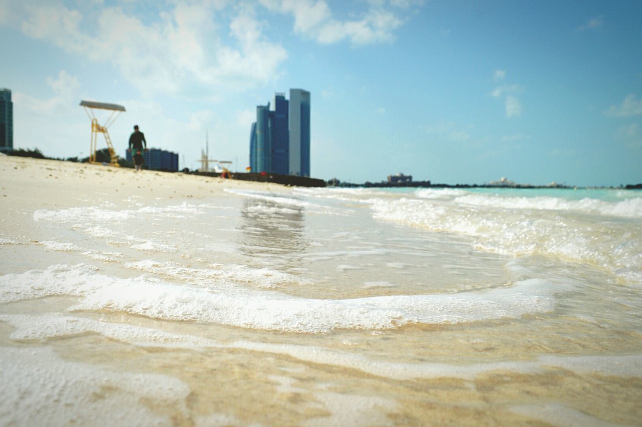 View of beach against clear sky