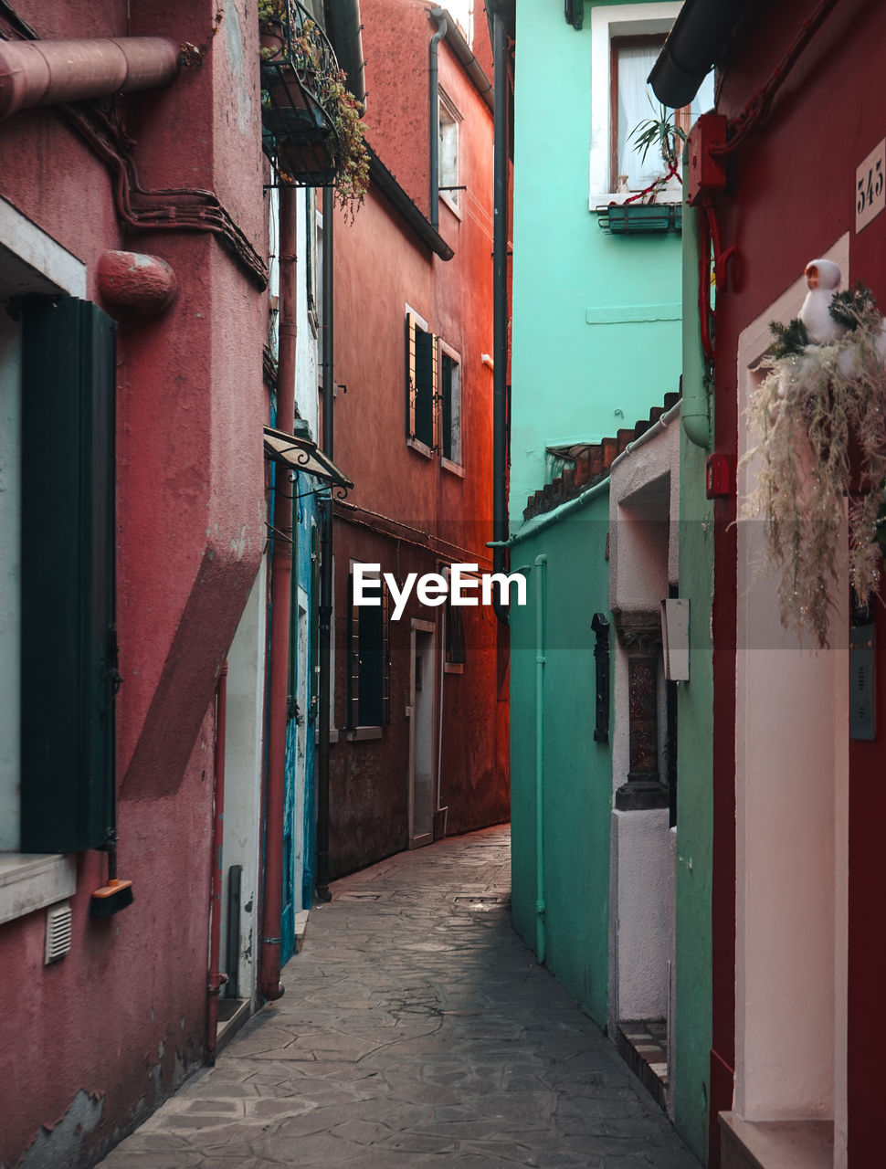 Narrow alley amidst buildings in town