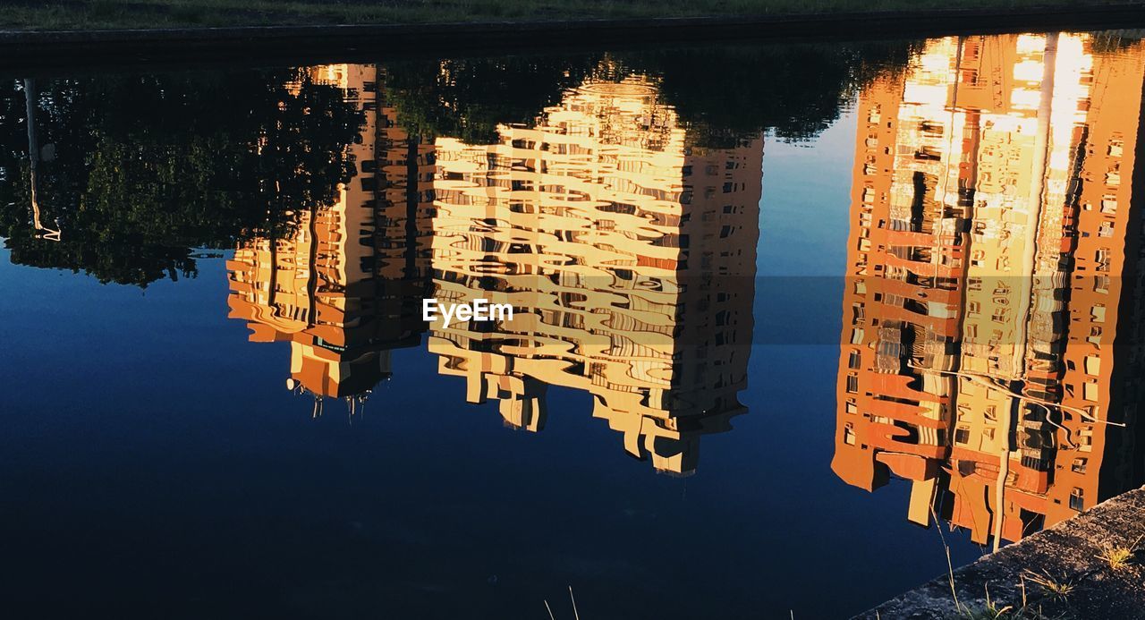 Reflection of buildings in lake