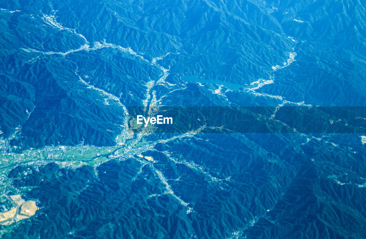 Aerial view of mountain range