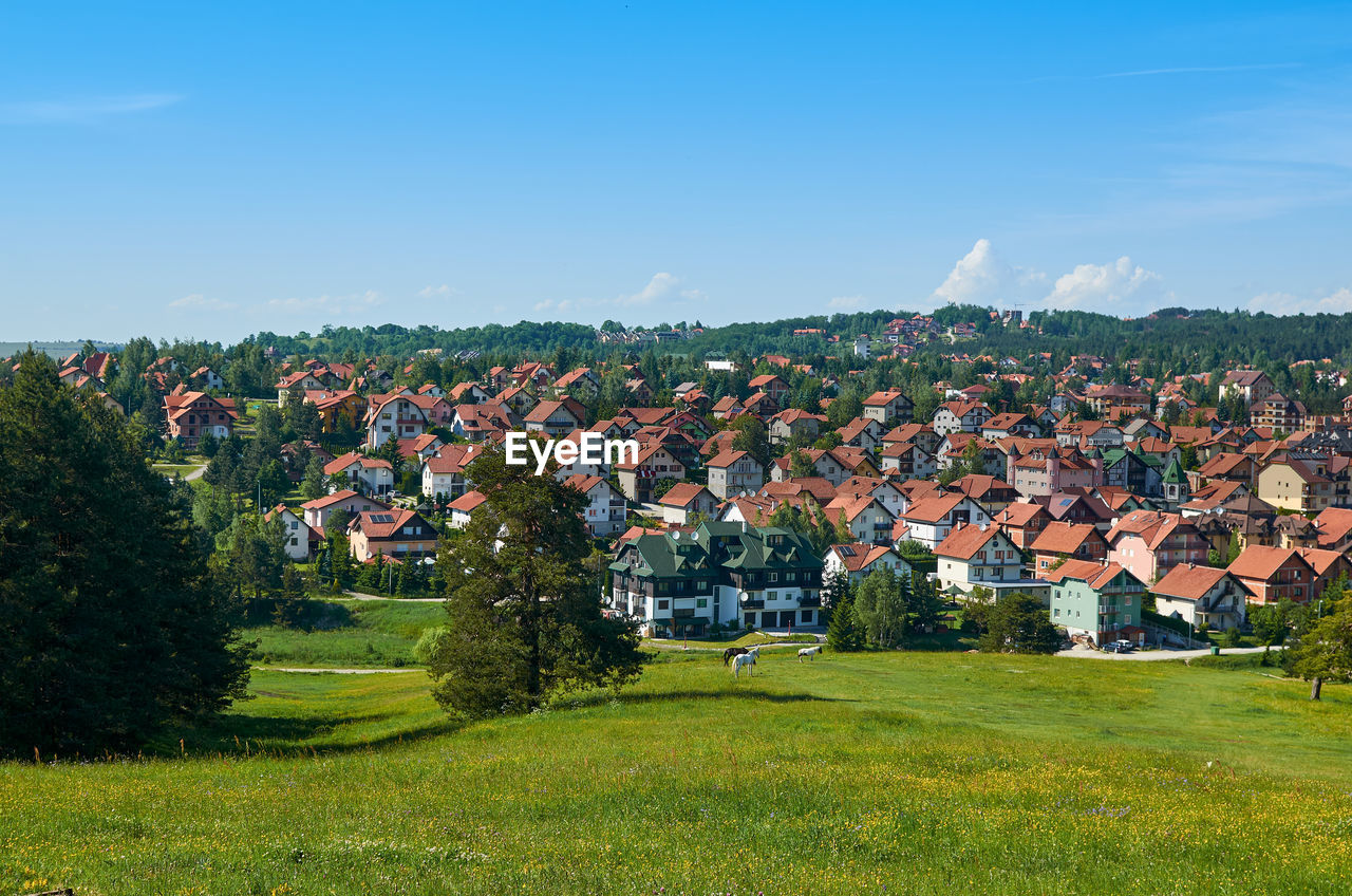 Panorama of a center of zlatibor village, serbia