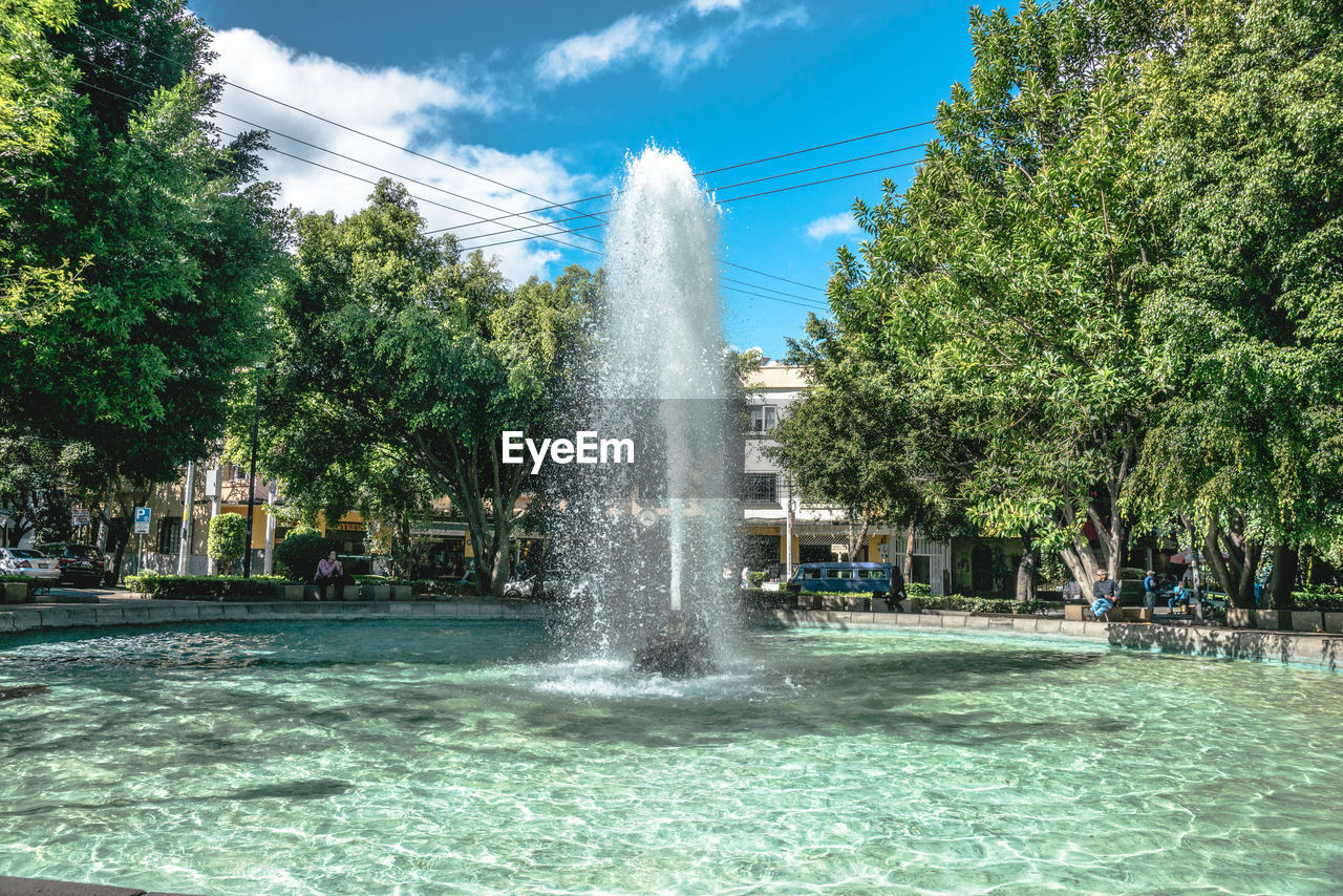 VIEW OF FOUNTAIN AGAINST TREES