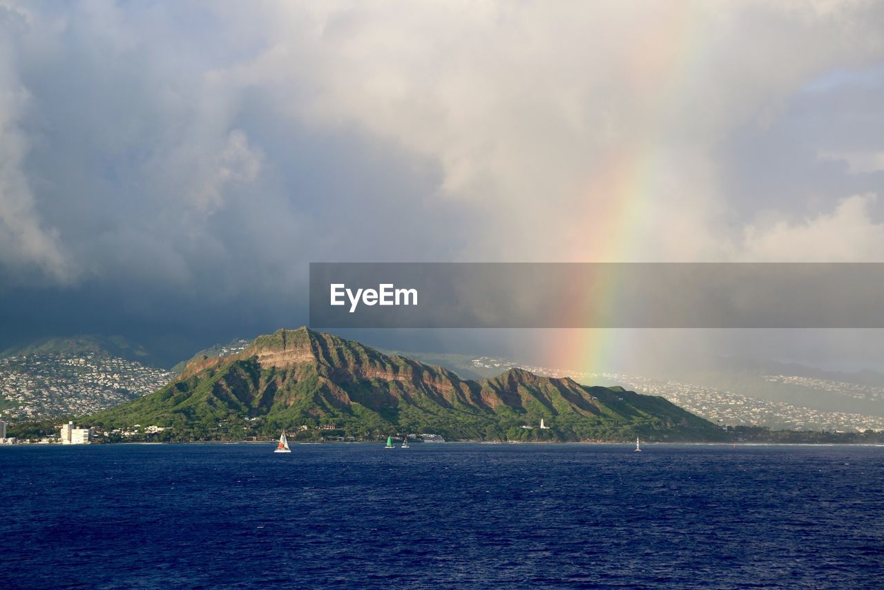 RAINBOW OVER SEA AGAINST SKY