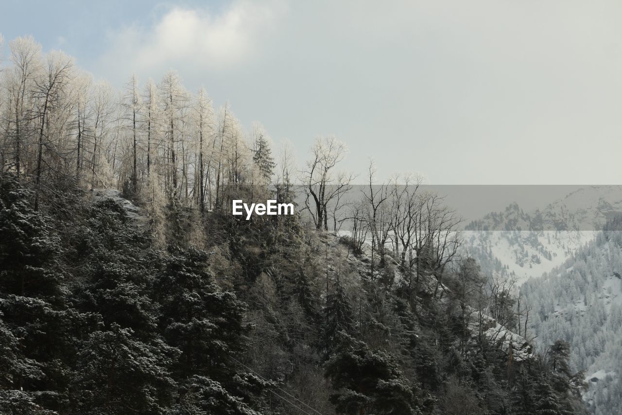 Scenic view of snow covered mountains against sky