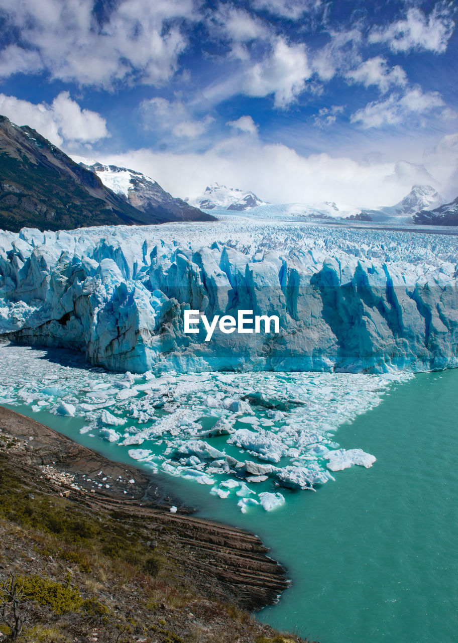 View of glaciers against sky