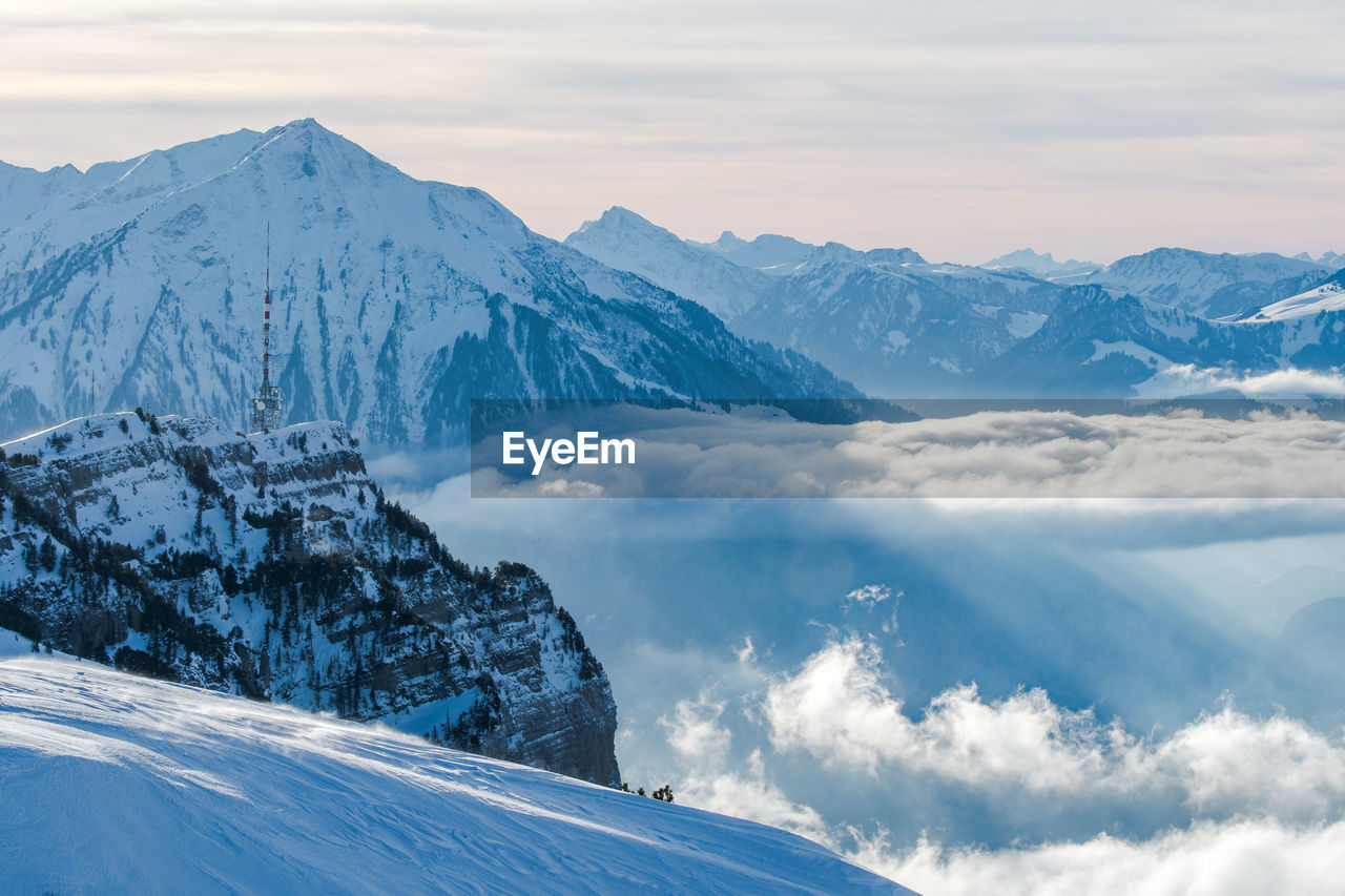 Scenic view of snowcapped mountains