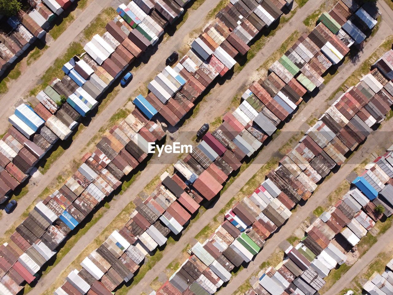 High angle view of residential buildings