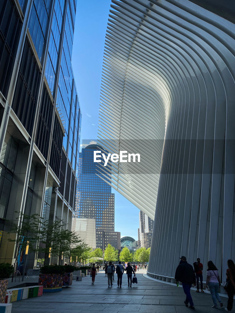 Low angle view of modern buildings in city