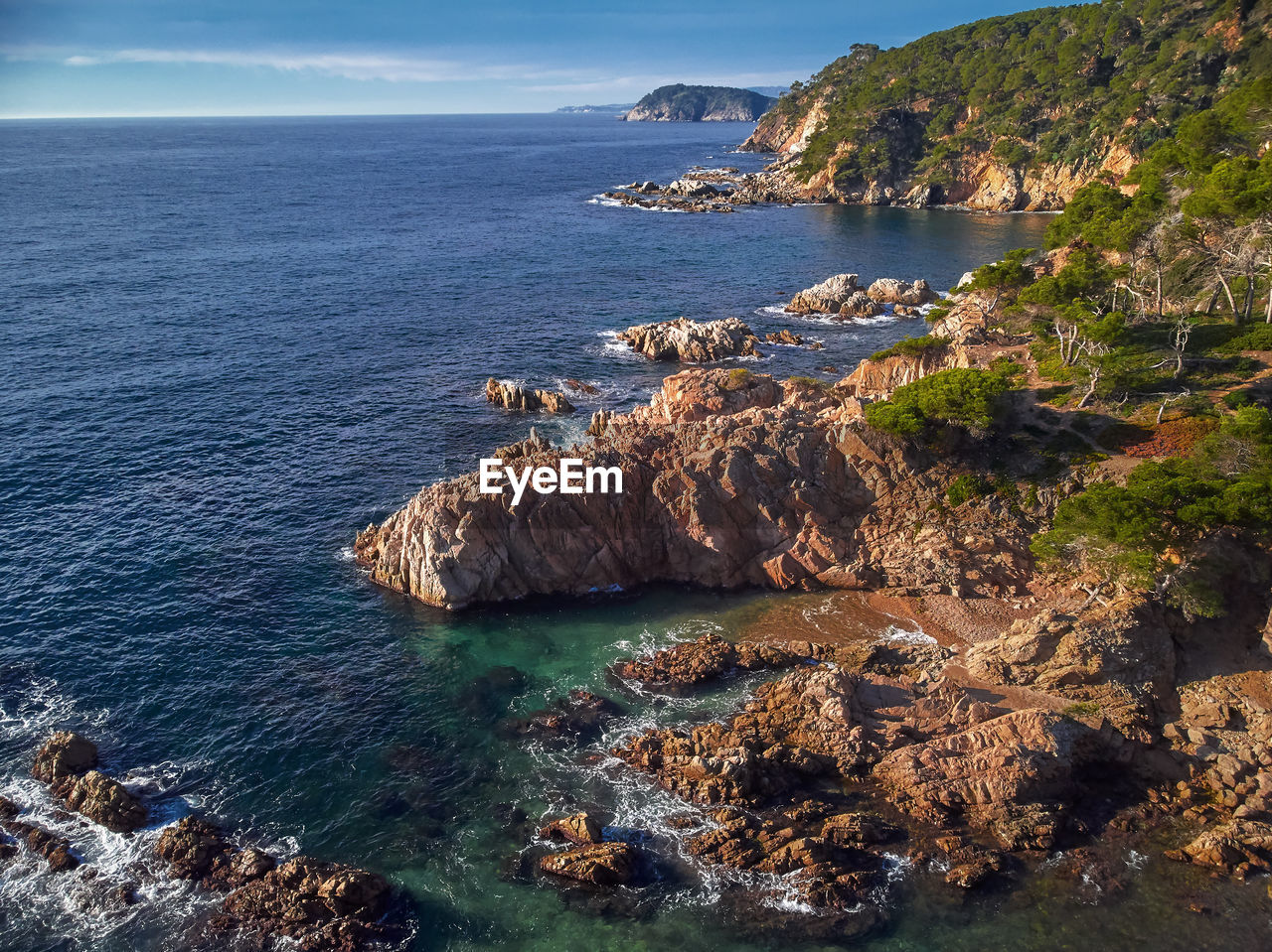 Aerial drone picture from costa brava in catalonia, spain, near the small town palamos