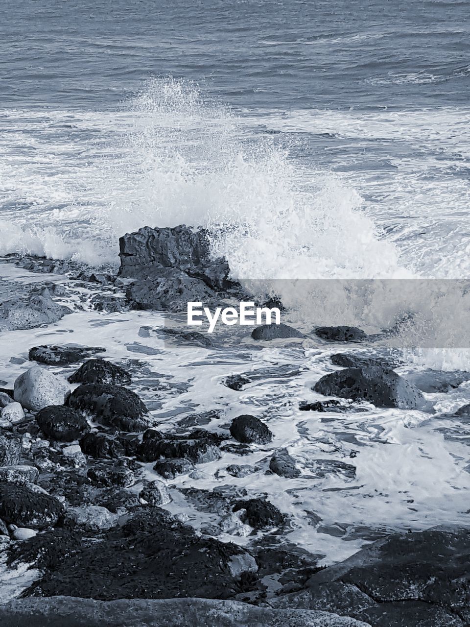 WAVES SPLASHING ON ROCKS AT SHORE