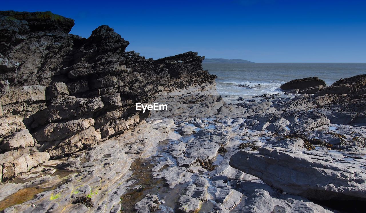 Scenic view of sea against clear sky