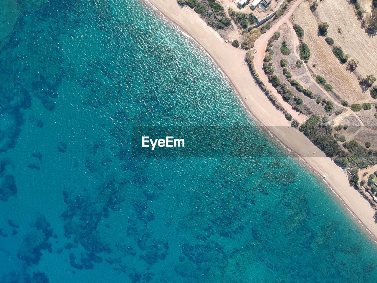 High angle view of turquoise sea