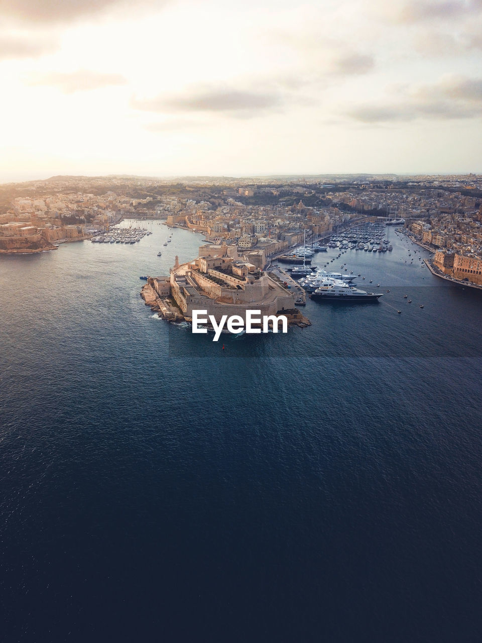 Aerial view of fort saint angelo in birgu, malta.