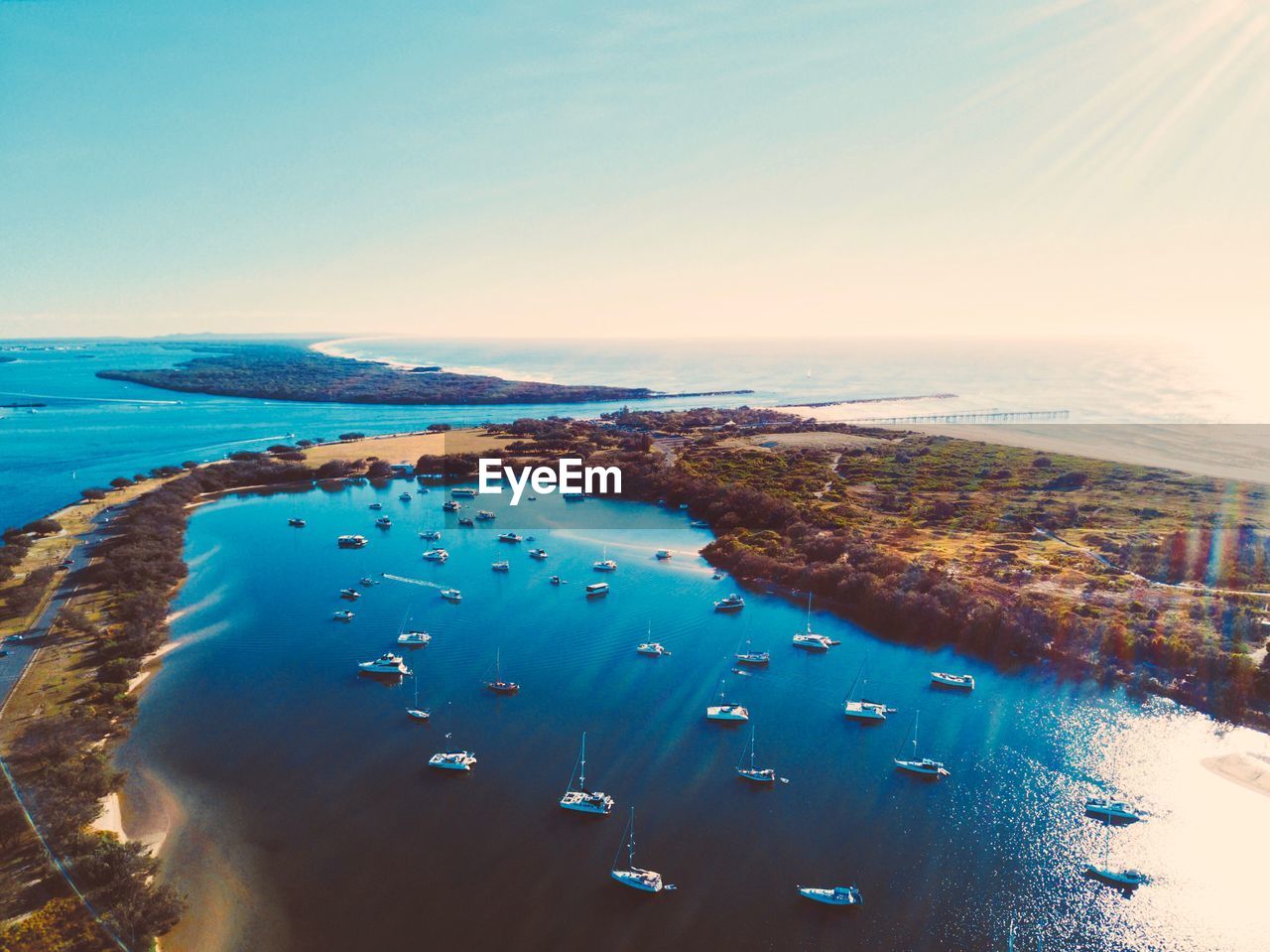 High angle view of beach against sky