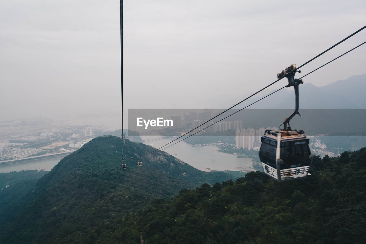 High angle view of overhead cable car