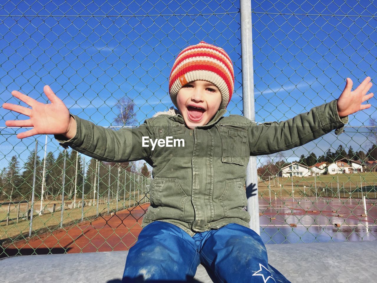 Boy playing outdoors