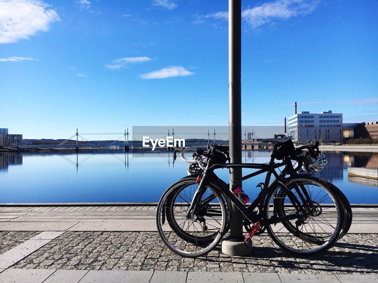 Bicycle parked in front of building