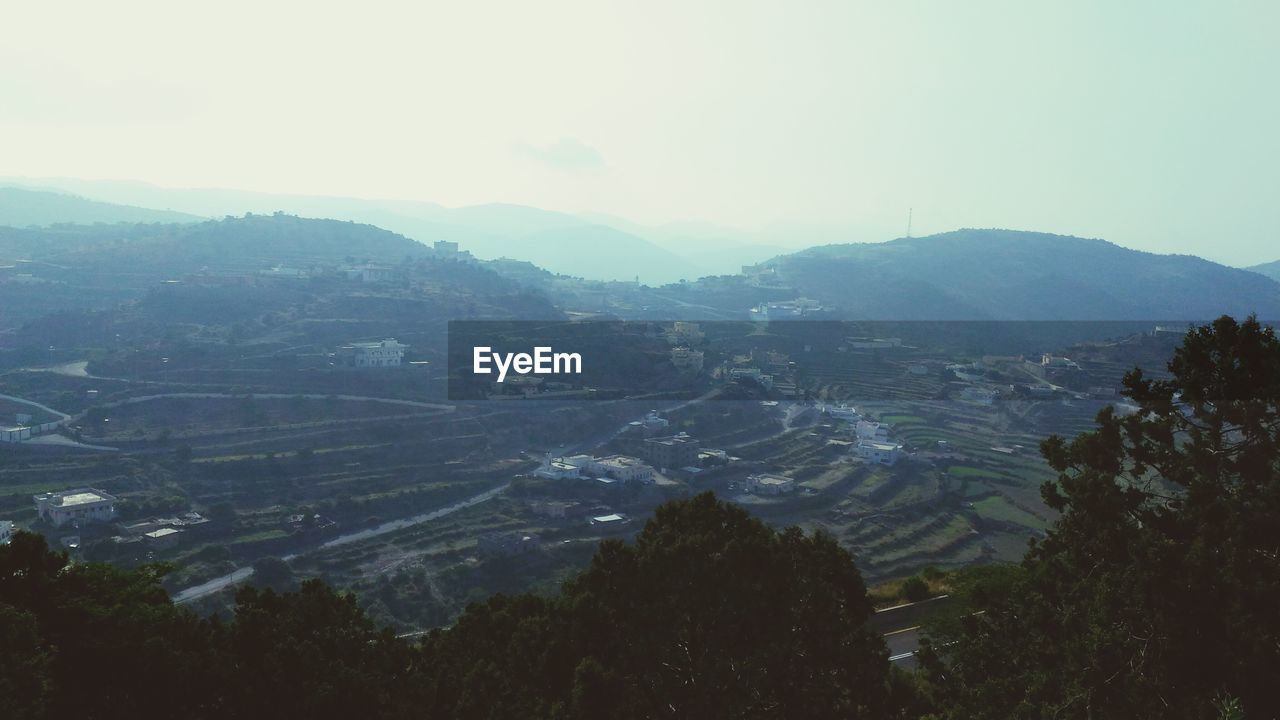 High angle view of landscape against sky