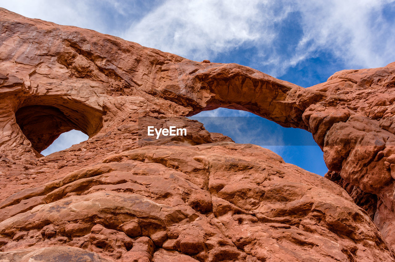 Low angle view of rock formations in desert