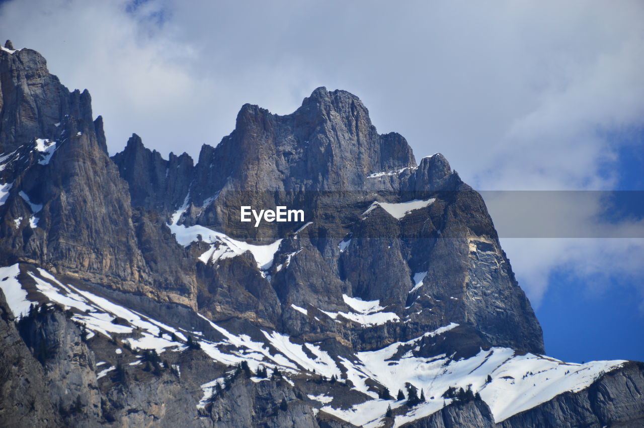 Panoramic view of snowcapped mountains against sky