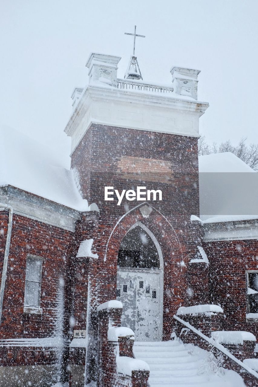 low angle view of church against clear sky