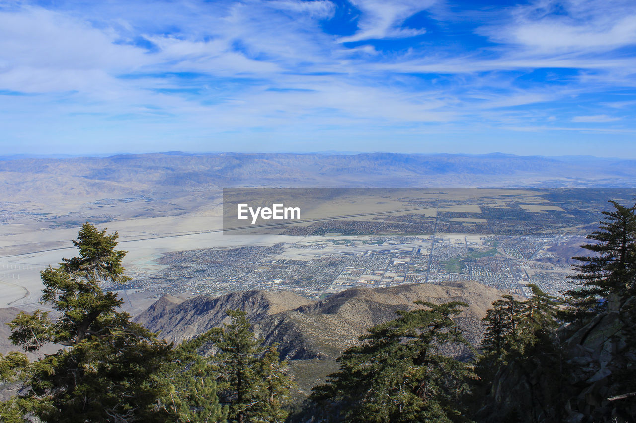 High angle view of landscape against cloudy sky