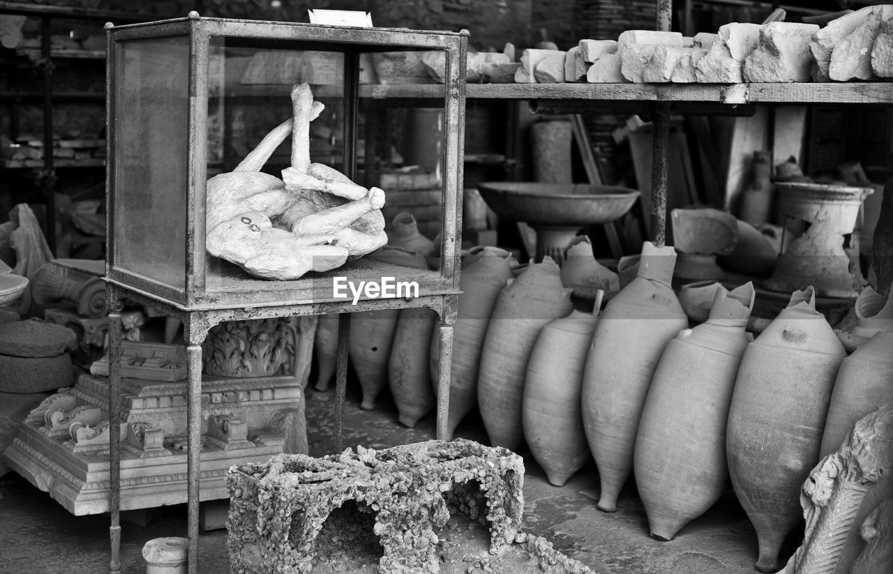 Antique earthenware at pottery store