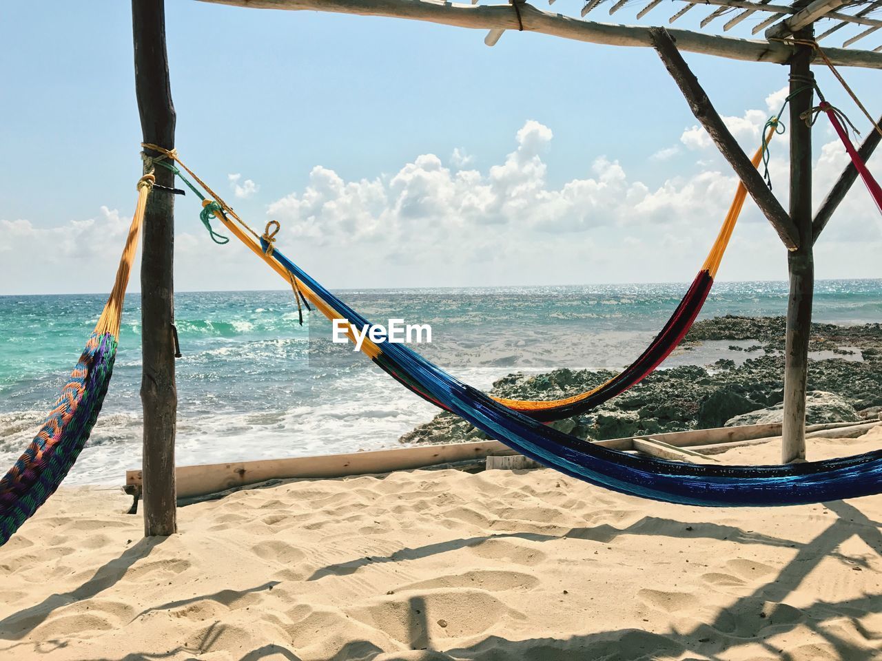 Scenic view of beach against sky