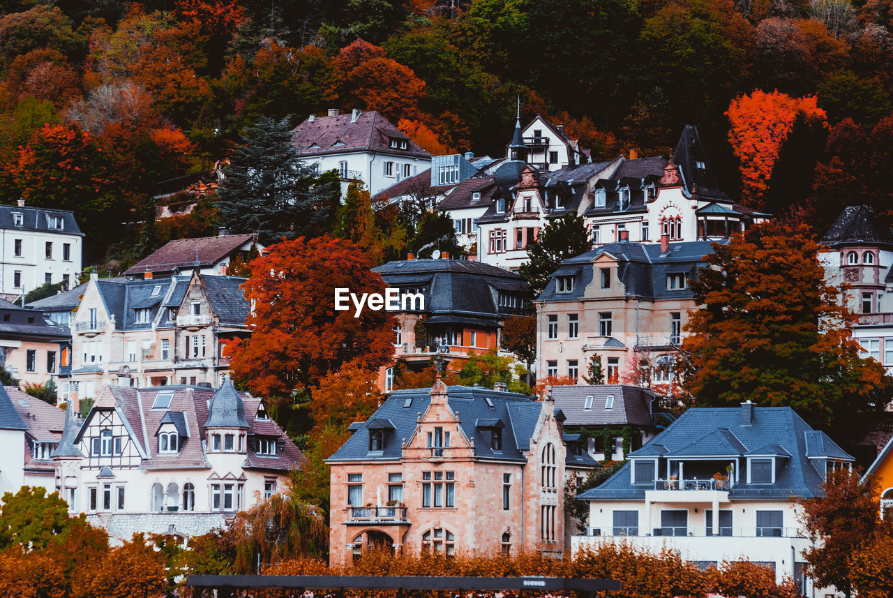 HIGH ANGLE VIEW OF RESIDENTIAL BUILDINGS IN TOWN