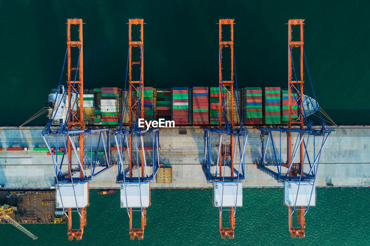 Directly above view of commercial dock