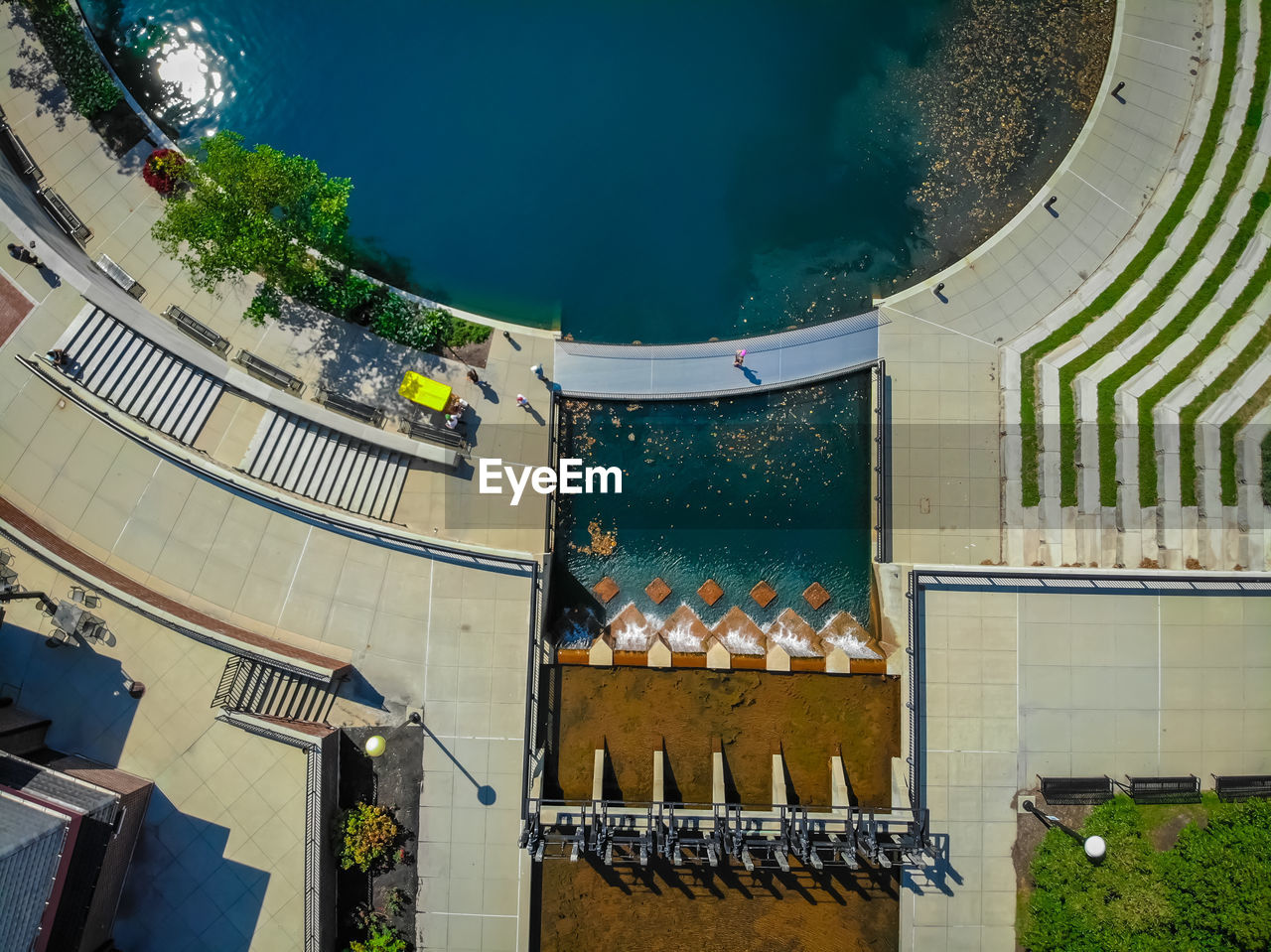 High angle view of pool in canal