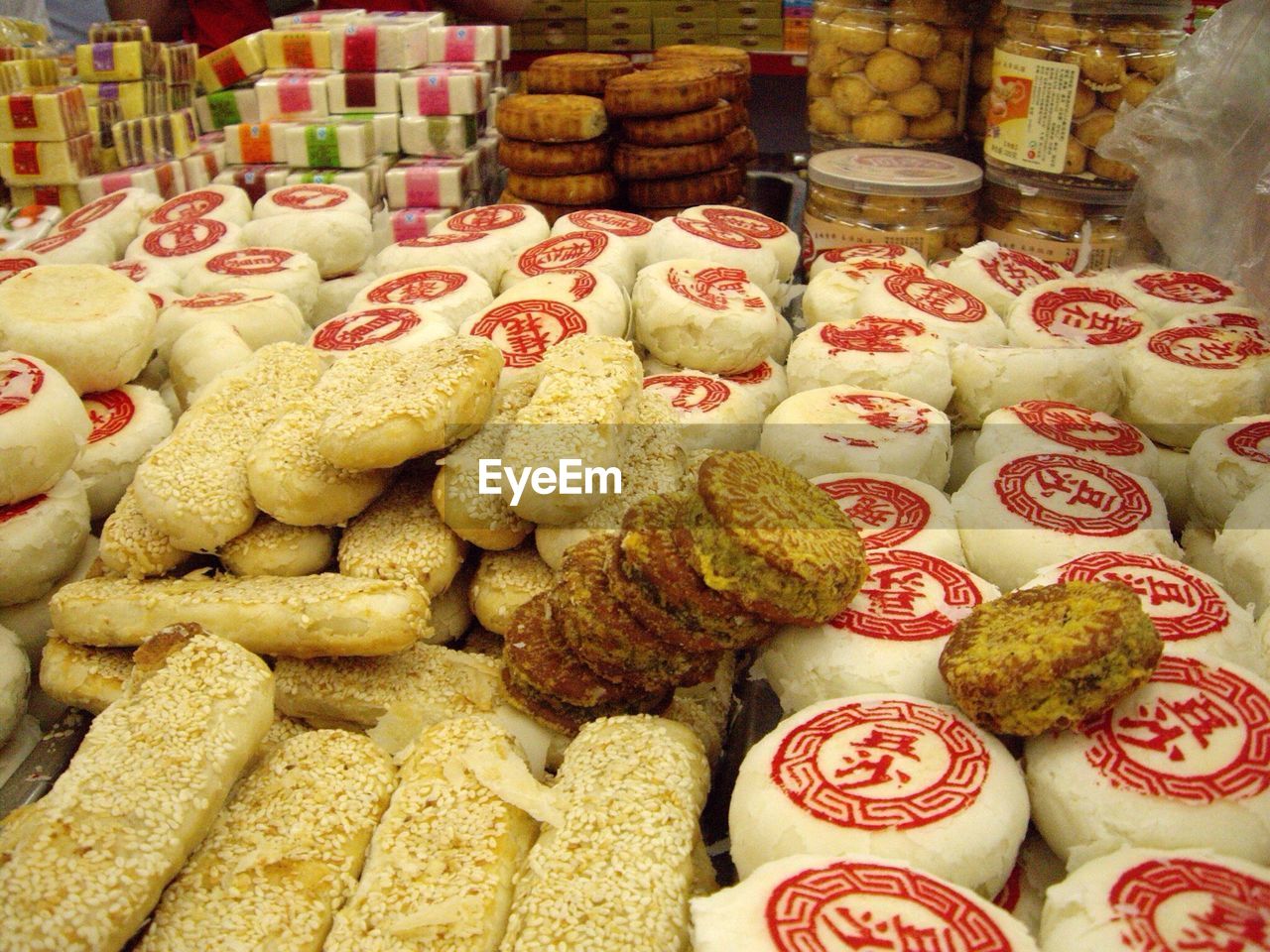 Food for sale on market stall