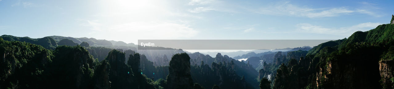 Panoramic view of mountains against sky