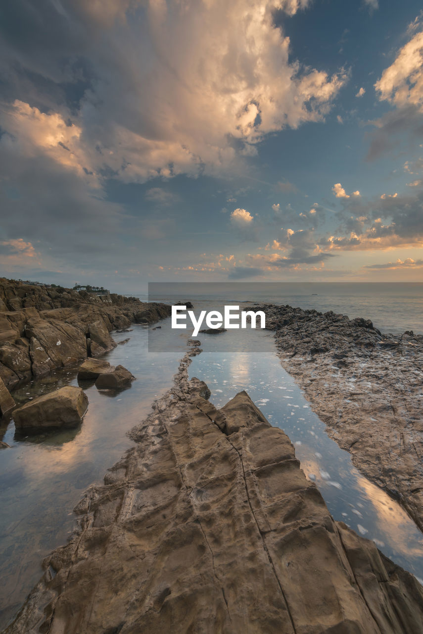 Scenic view of sea against sky at sunset