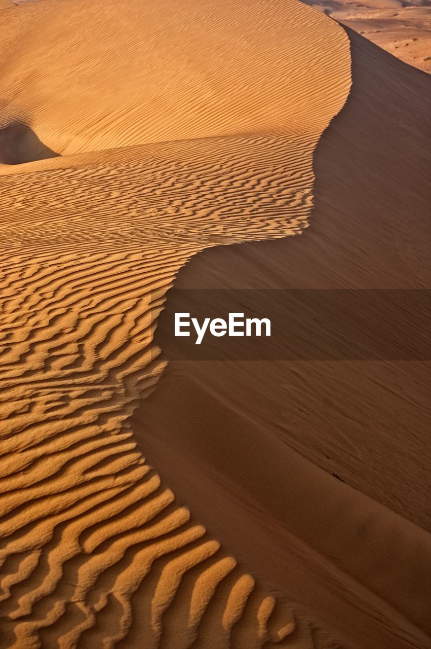 High angle view of sand dune in desert