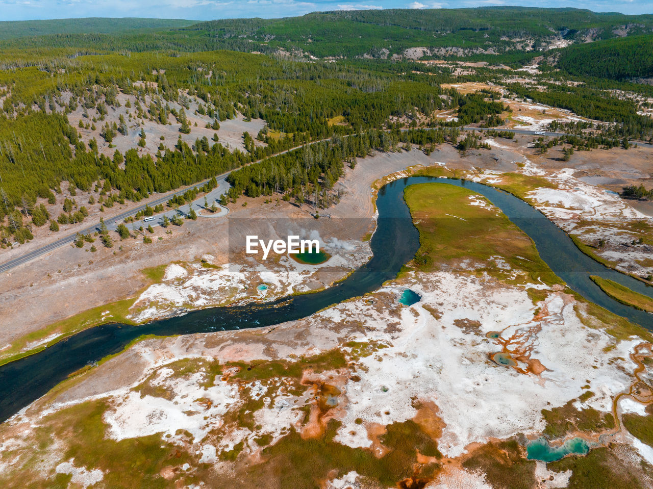 Upper geyser basin of yellowstone national park, wyoming, united states