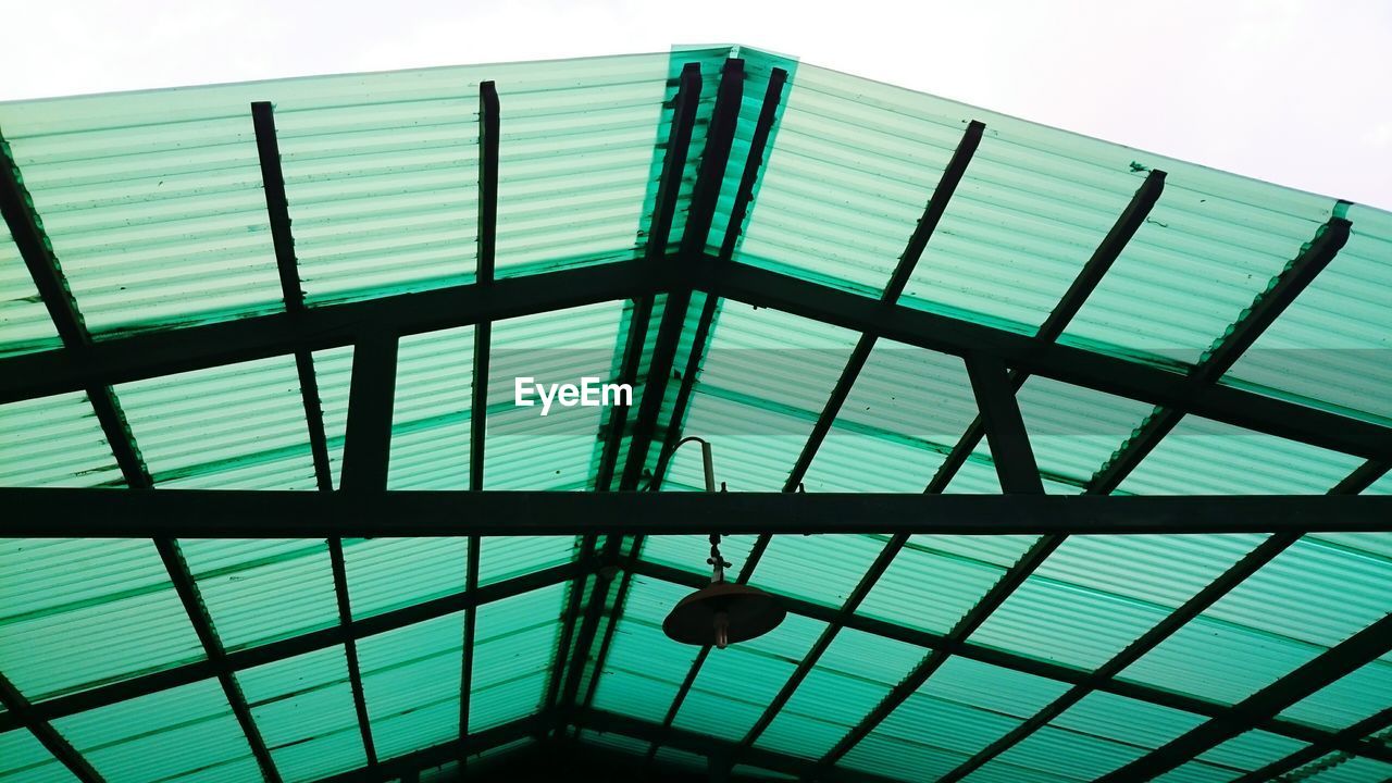 Low angle view of green ceiling