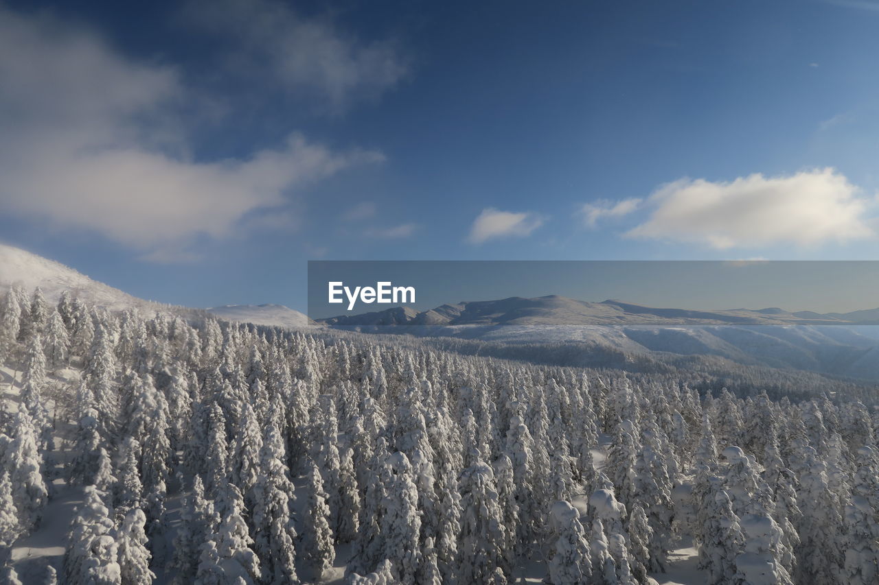 Panoramic view of snowcapped mountains against sky