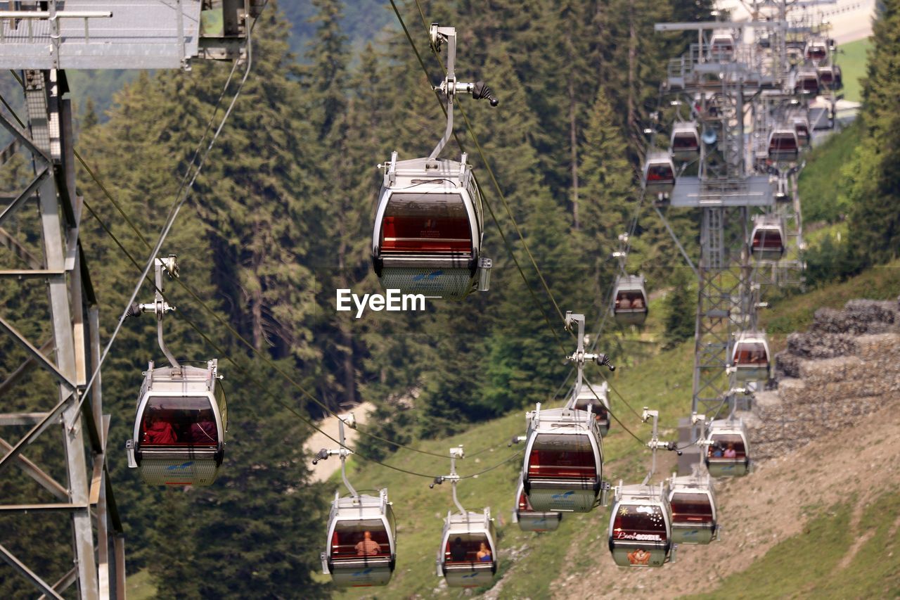 High angle view of overhead cable cars on road