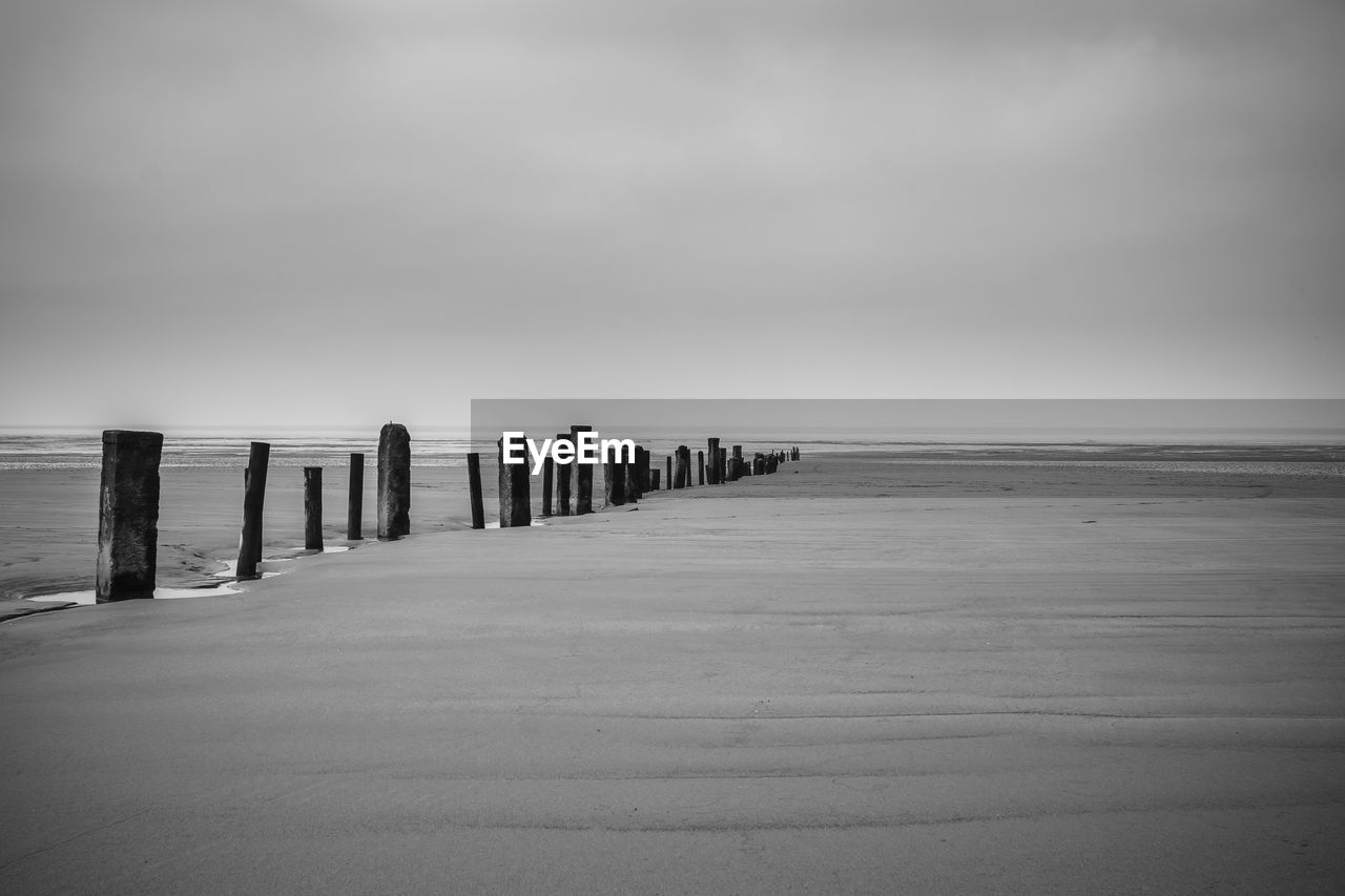 Black and white, monochrome seascapes of berrow beach, near burnham-on-sea, somerset, uk