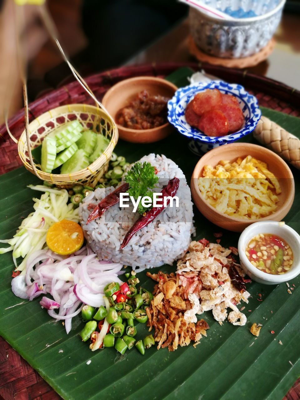 High angle view of food in bowl