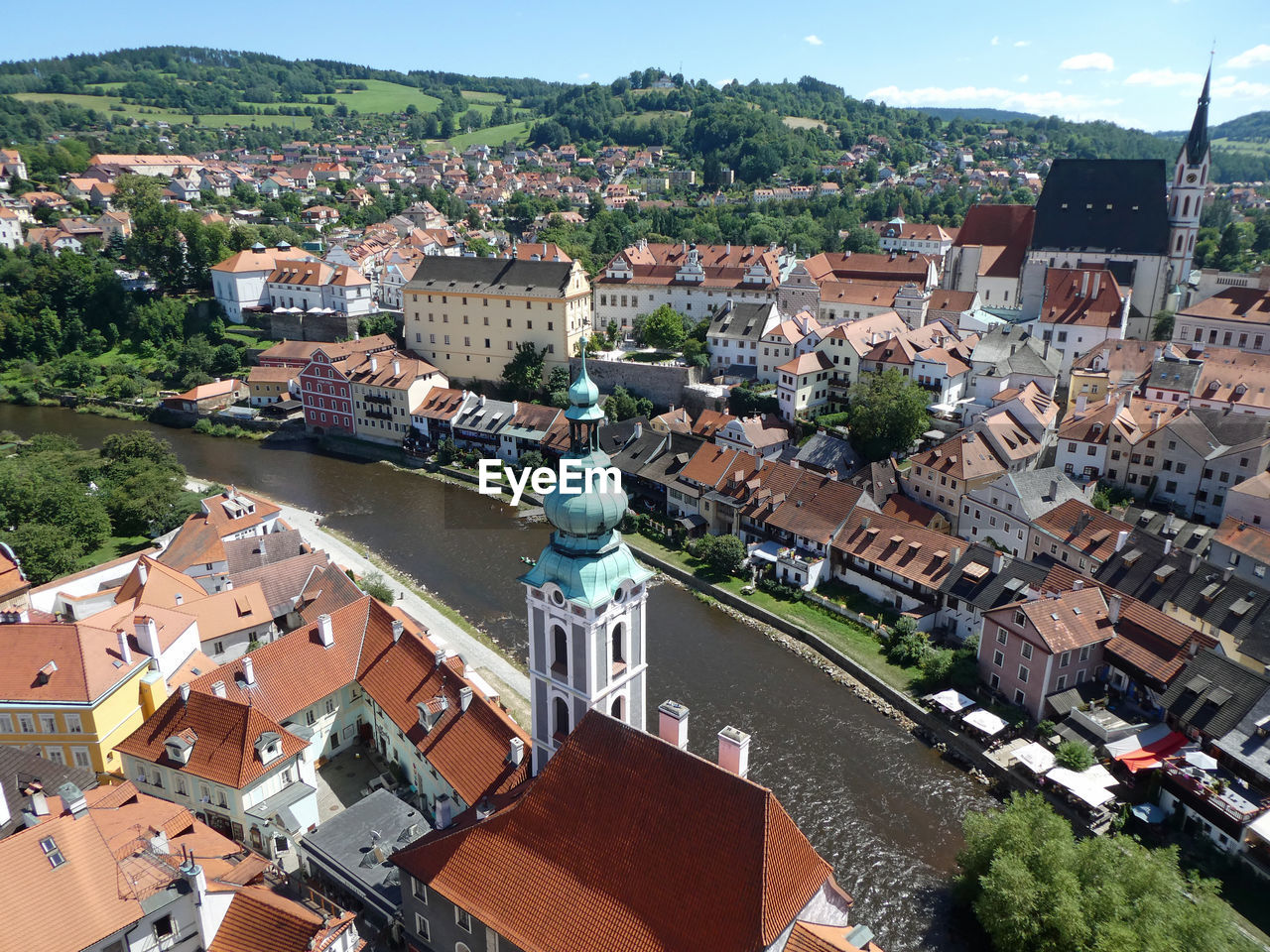 Aerial view of cesky krumlov from the castle 