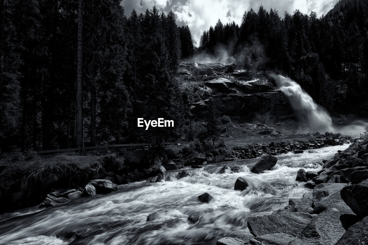 Scenic view of waterfall in forest