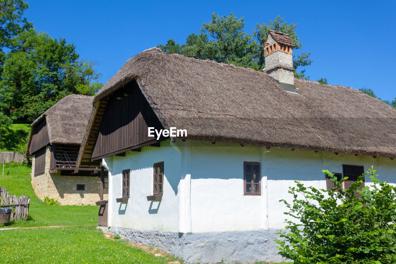 Traditional buildings of wood and rock in the village of kumrovec, birthplace of  tito, croatia